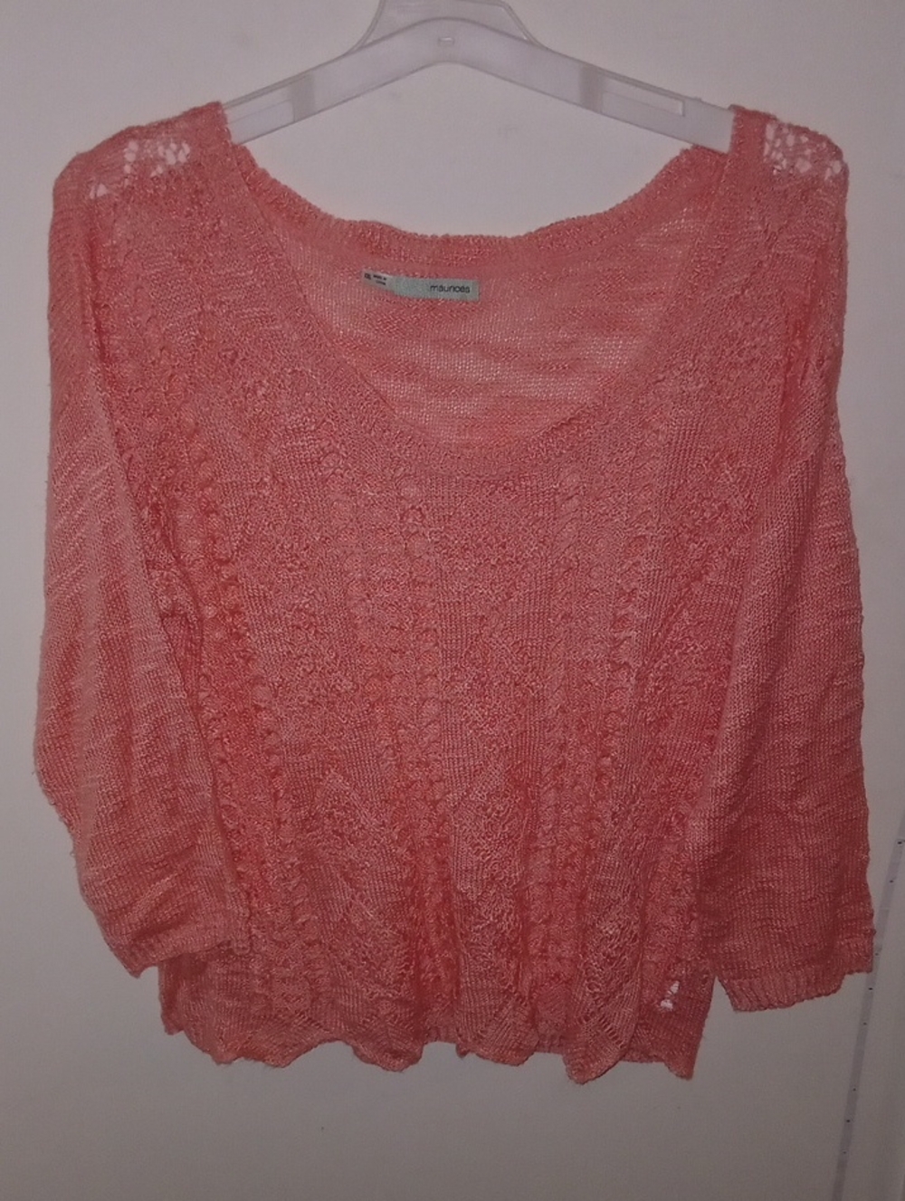 Maurices Coral Open-Knit Scoop Neck Sweater Size XXL